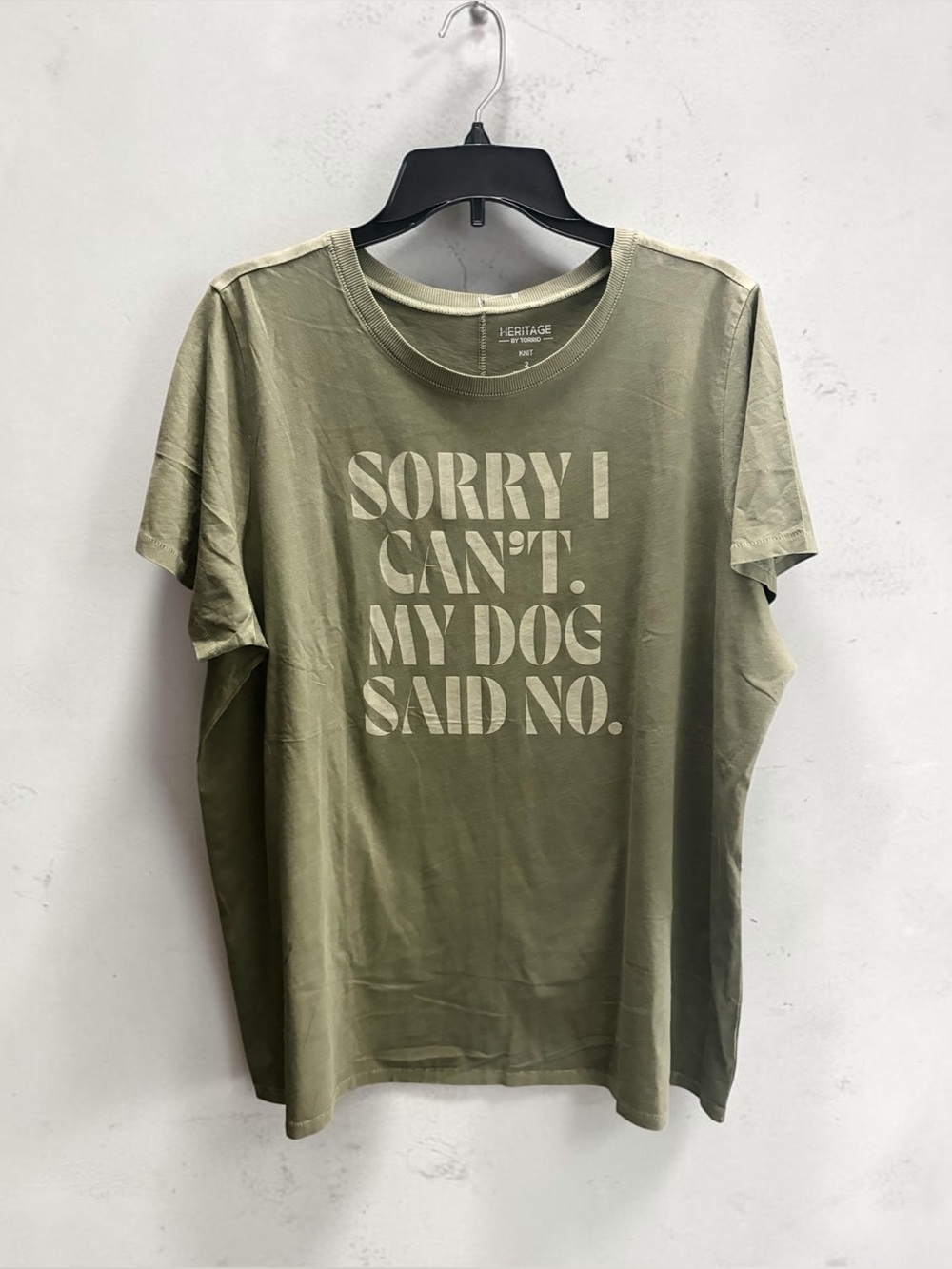 New Torrid Tee T-shirt Sorry I Can't My Dog Said No sz 2 2X Heritage Knit